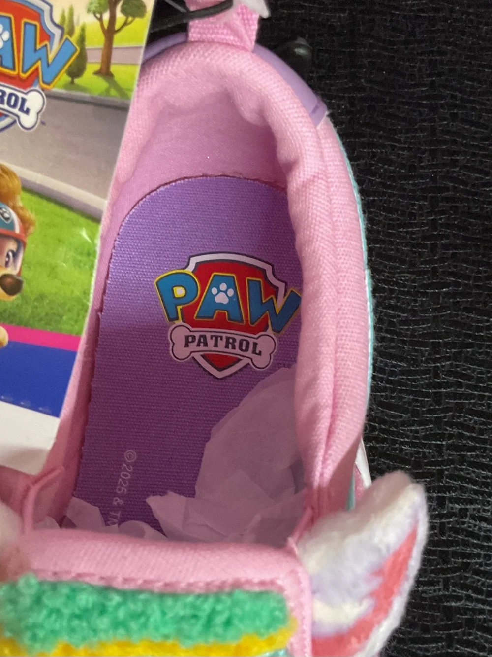 Paw Patrol Girls Pink Plush Character Slip-On Shoes with Yellow Pom Ears